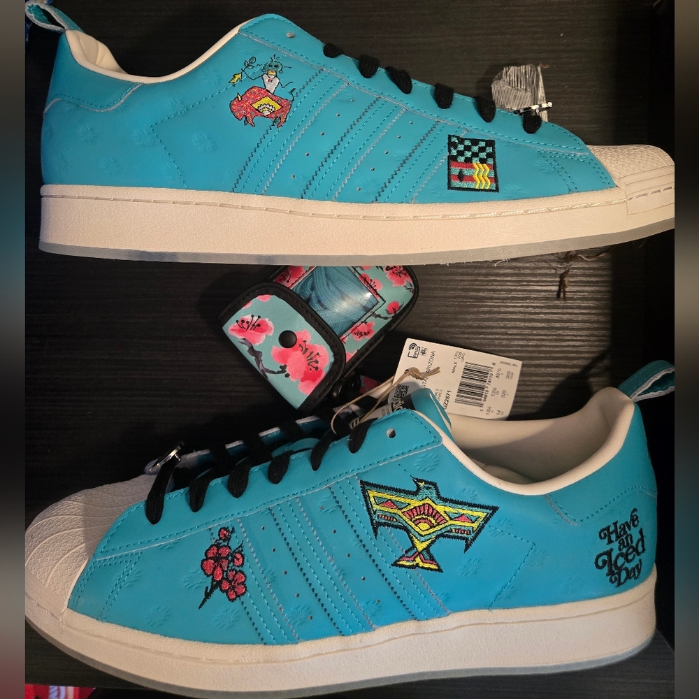 Adidas Superstar Arizona Special Editon Turquoise Shell Toe Sneakers Size 14 New - Picture 2 of 9